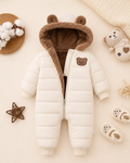 Cozy Warm Plush-Lined Infant Bodysuit | Winter Bear Ear