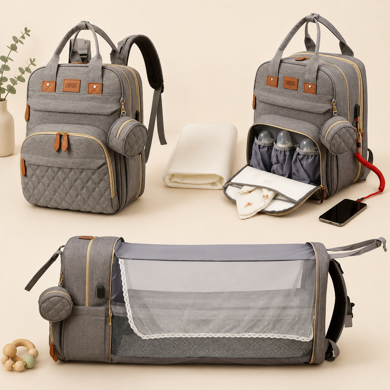 Lamroro Diaper Bag Backpack