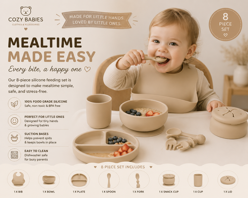 8pcs Silicone Baby Feeding Set