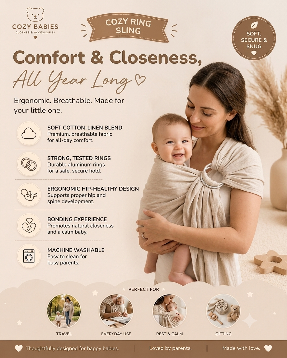 Cozy 1pc Baby Carrier - Ergonomic Front And Back Design